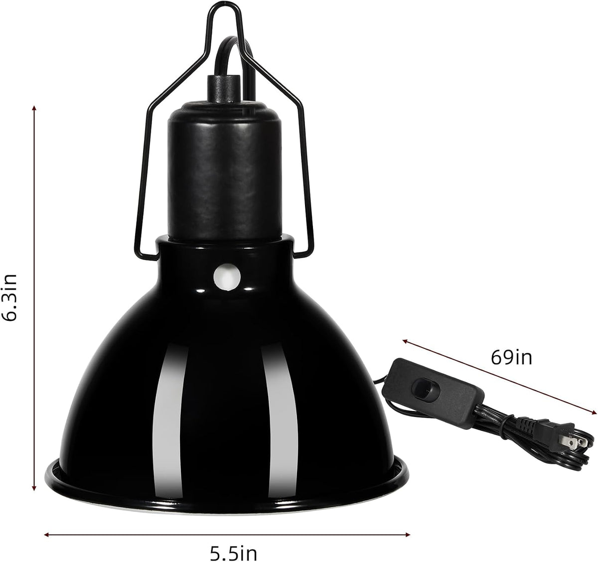 5.5inch Deep Dome Reptile Heat Lamp Reptile Light Fixture – Essentials for Reptiles And Amphibians - 5.5inch shallow dome - image 2