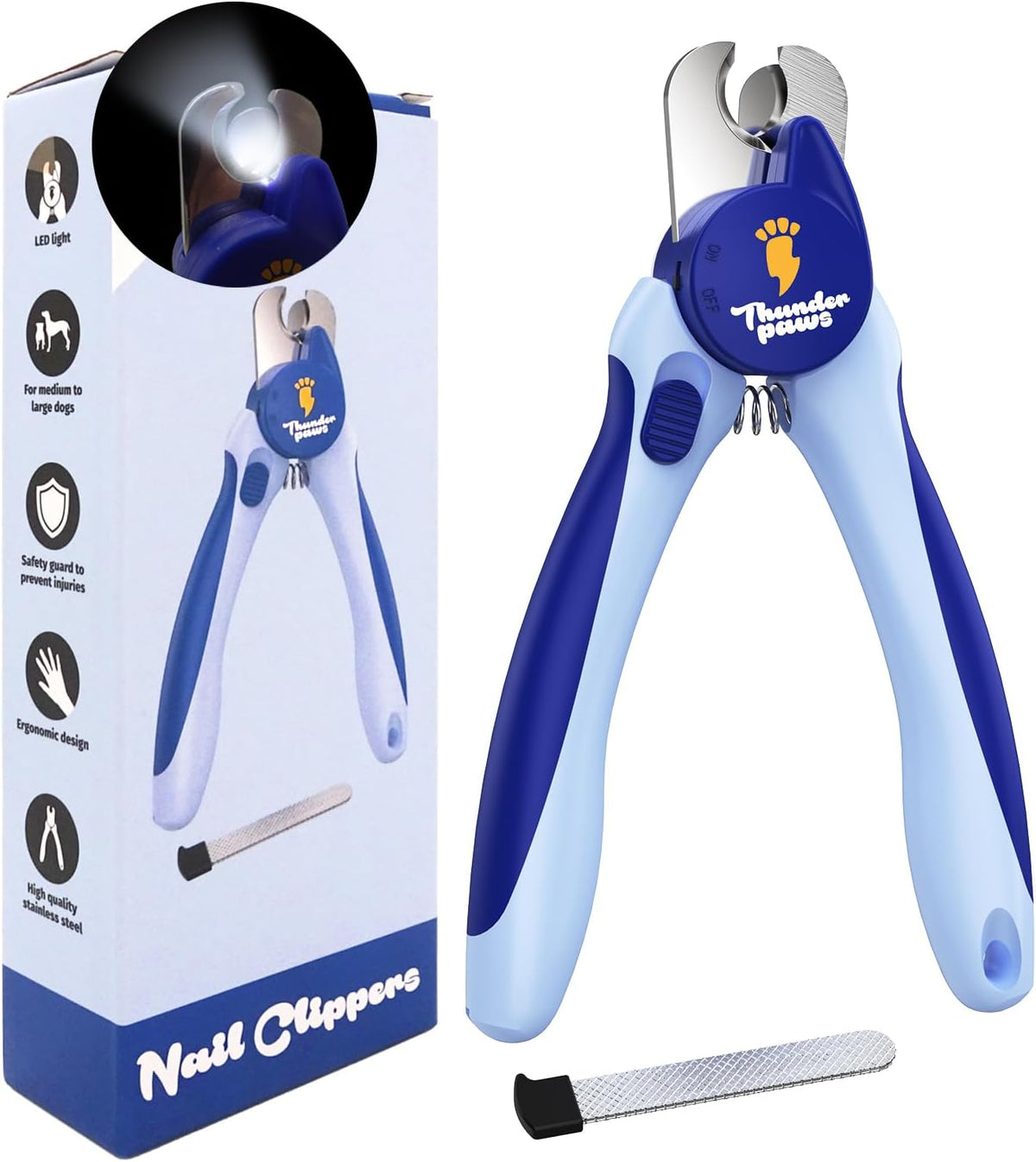 LED Dog Nail Clippers with Light, Pet Nail Trimmer – Essentials for Dogs - Blue / Large