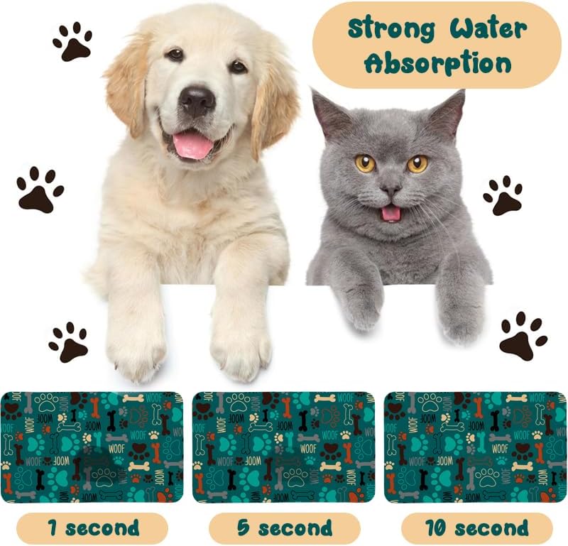 Dog Food Mats for Floors Waterproof - Green / 32"L x 24"W - image 2