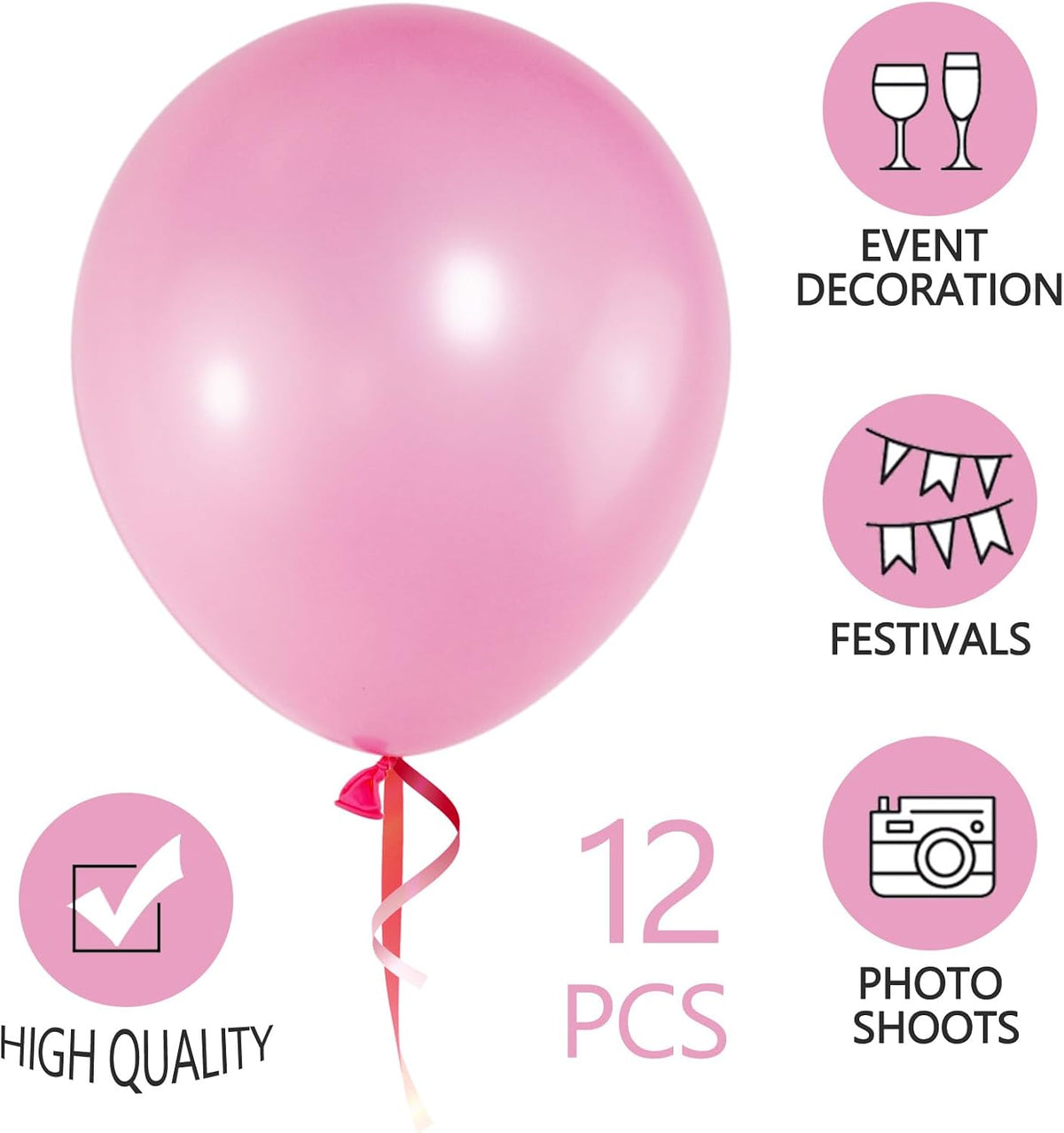 ASIYUHY Red Balloons 18 Inch 12 Pack Large Latex Party Balloons – Fun for Kids & Family - Pink Balloons - image 2