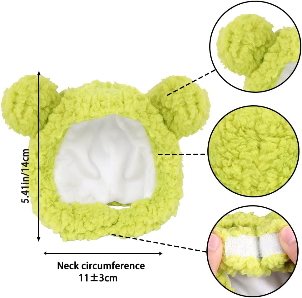 JOICEE Cute Cat Costume Warm Bear Hat Adjustable Small Pet Headwear - Avocado color - image 2