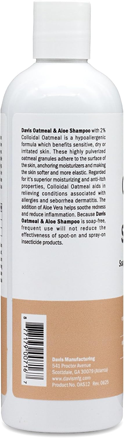 Davis oatmeal and aloe dog and cat shampoo, 12 oz bottle - view 2