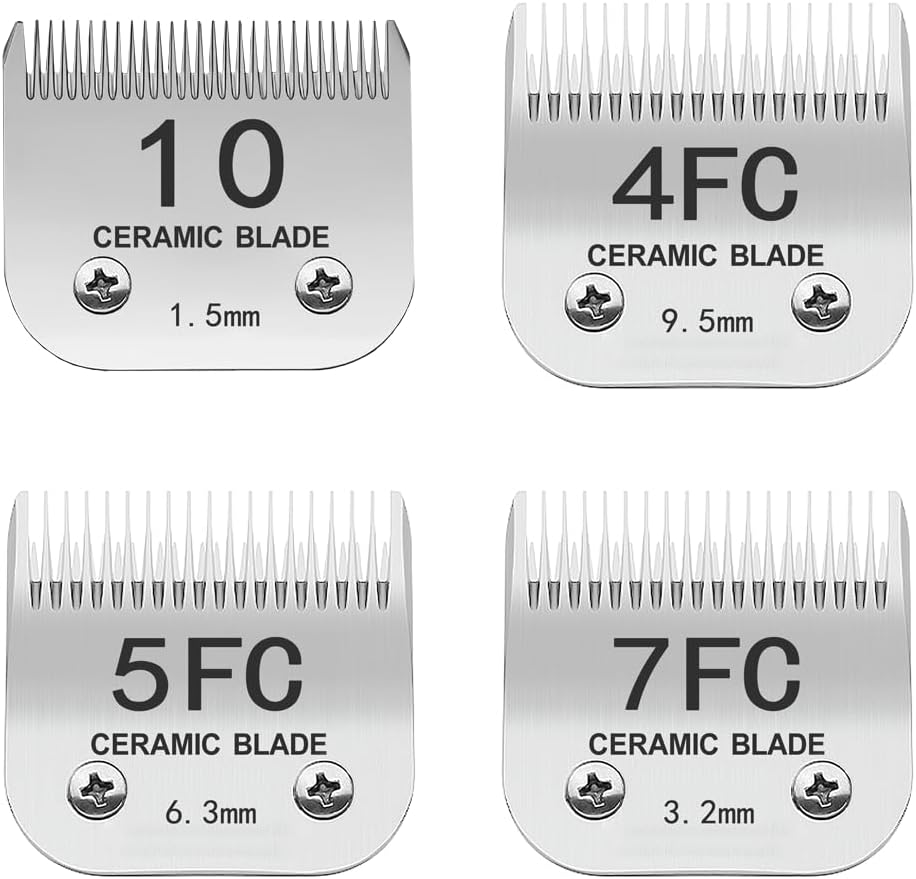 TRAH 3-3/4FC Blade Dog Grooming Clipper Replacement Blades Compatible - 10#+4FC+5FC+7FC