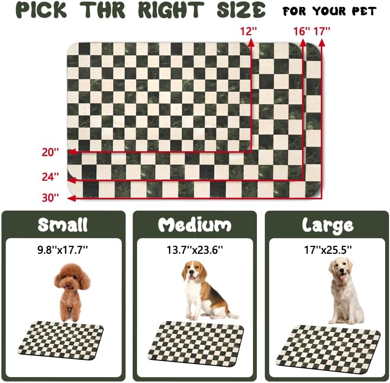 Dog Food Mats for Floors Waterproof - Plaid Black / 32"L x 24"W - image 4