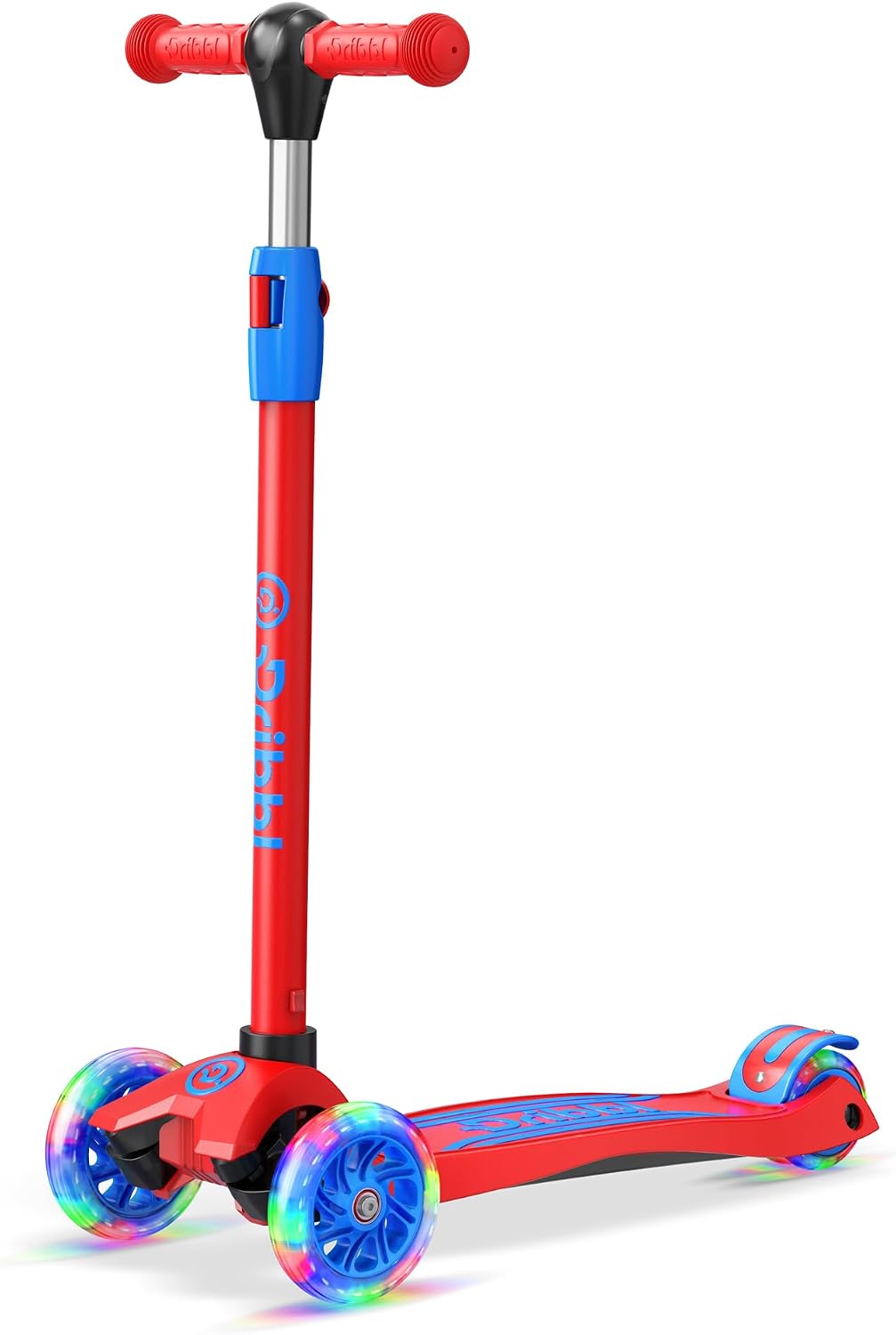 Dribbl 3-Wheel Kids Scooter, Lean-to-Steer Technology - Red & Blue