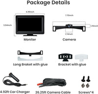 5'' HD 1080P Backup Camera, Backup Camera for Car, Reverse Rear Camera with Night Version 130° Wide Angle, Waterproof, Strong Signal for Car, Van, Truck, Trailer