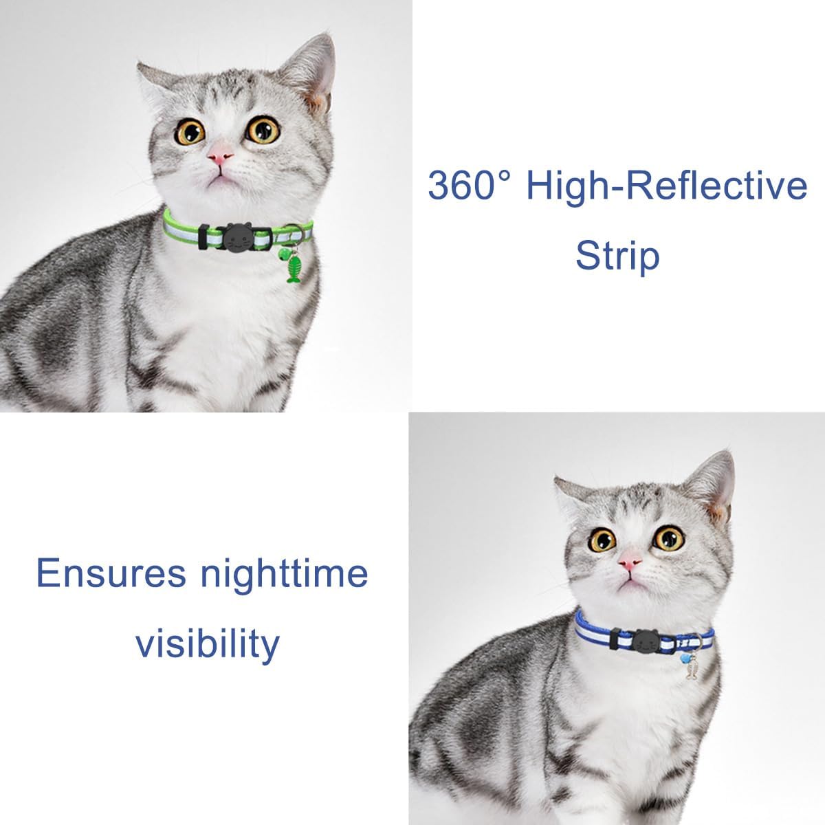 Yizepet Cat Collars with Bells, Breakaway Kitten Collar - blue - image 4