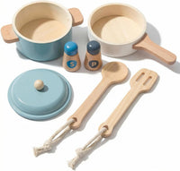 Premium Toddler Play Kitchen Toys, Wooden Kitchen Accessories – Fun for Kids & Family - Blue