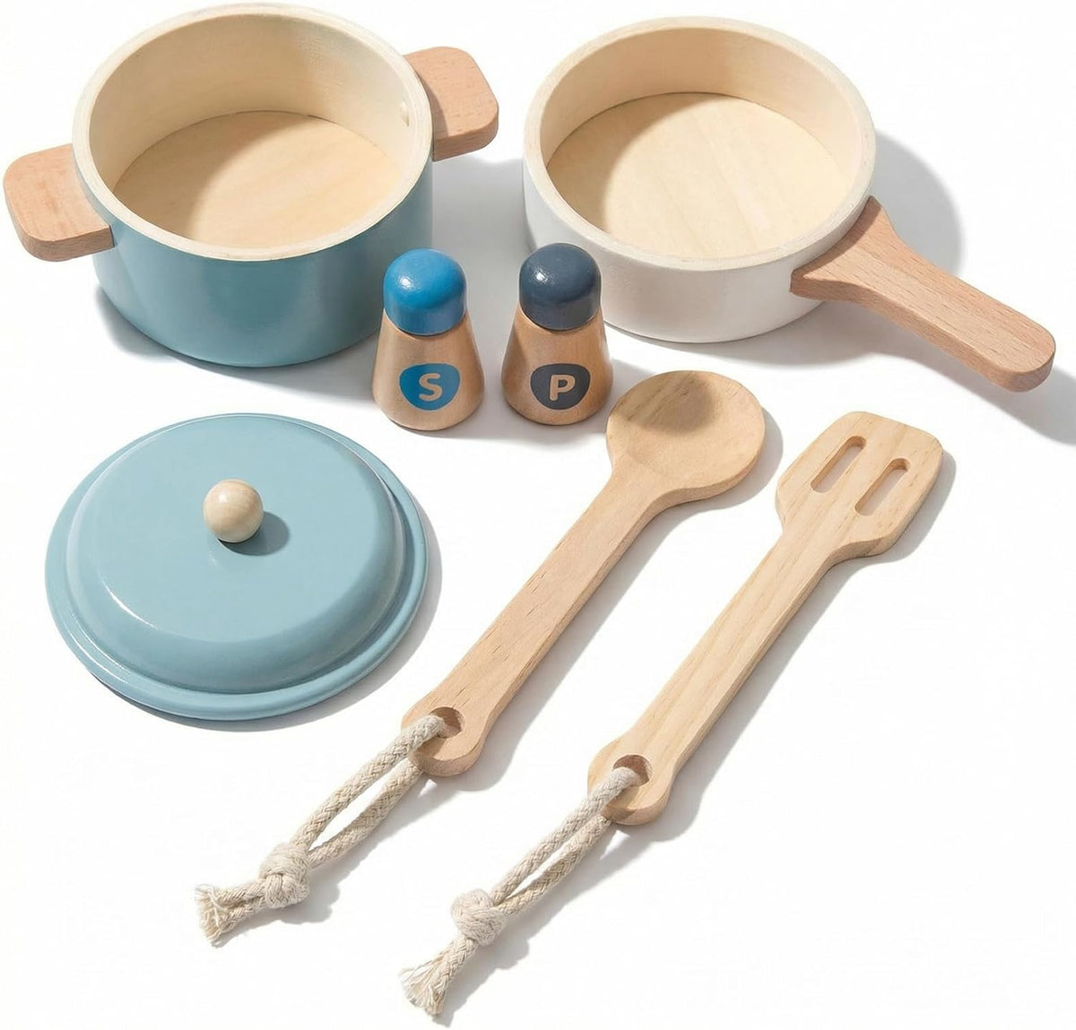 Premium Toddler Play Kitchen Toys, Wooden Kitchen Accessories – Fun for Kids & Family - Blue