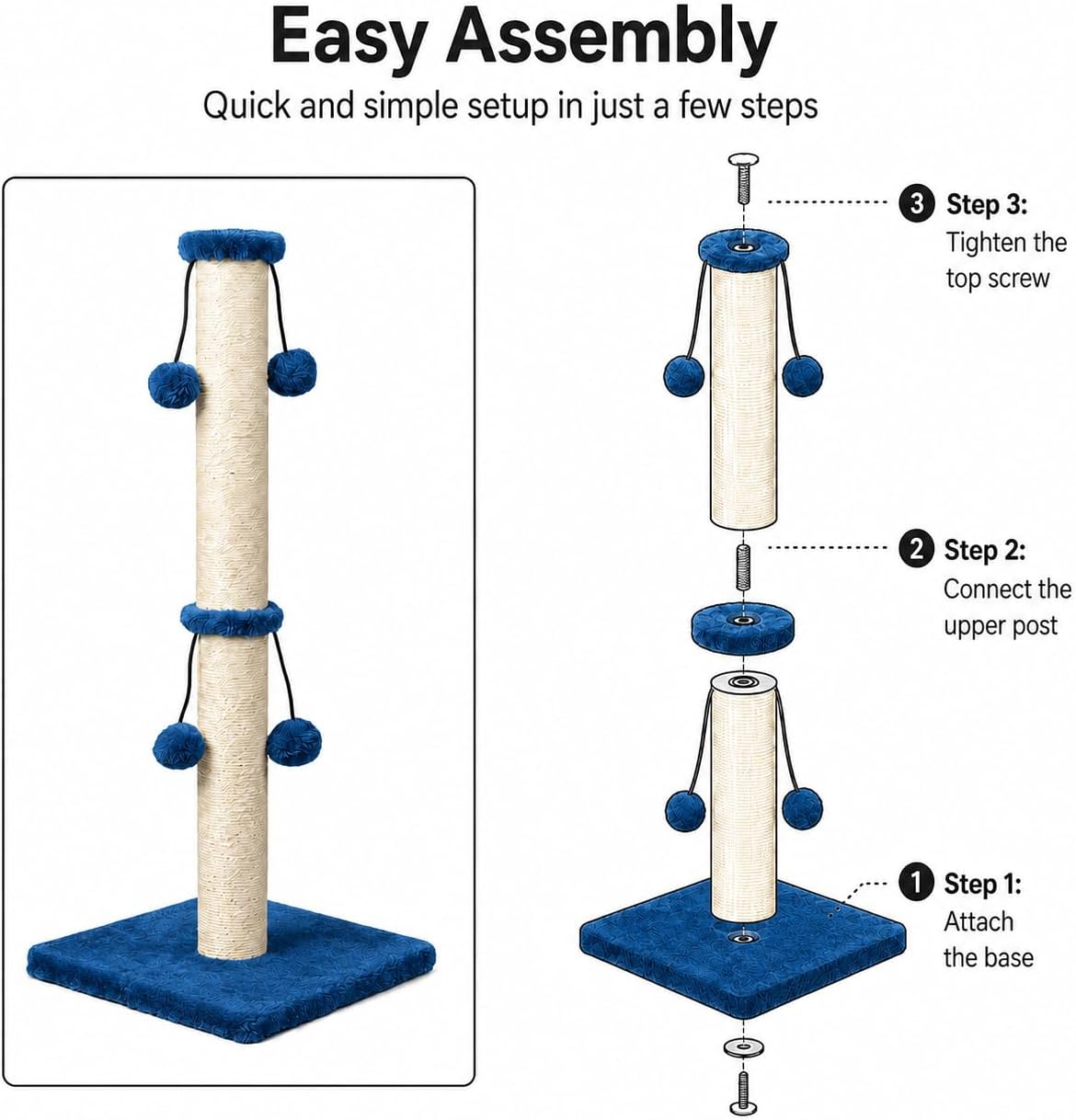 Dimaka 29in Cat Scratching Post - Blue / 29 inches for All Cats - image 4