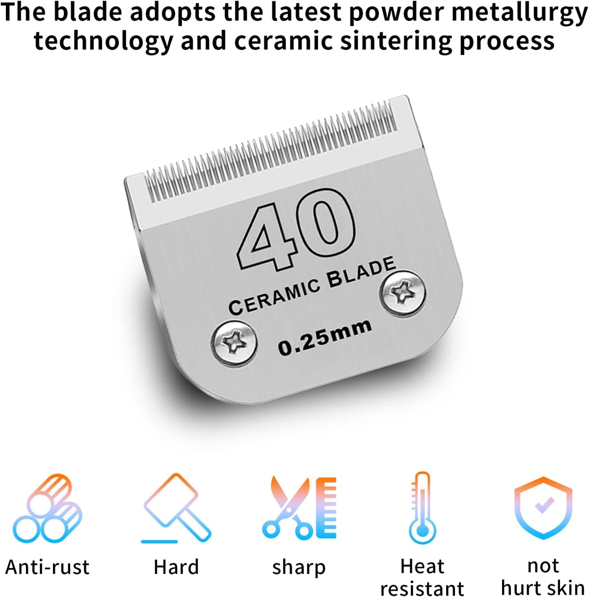 10# Dog Grooming Ceramic Blades, Compatible with Andis, Oster A5 - 3pc 40:1/100''(0.25mm) / Silver - image 2