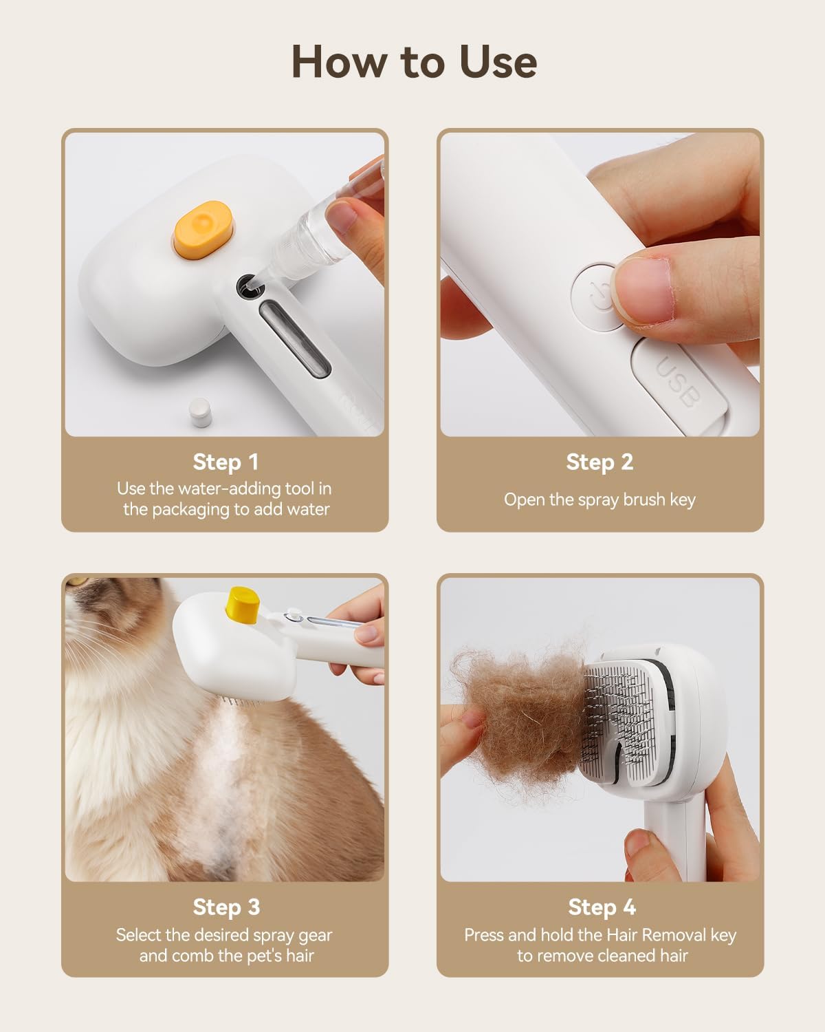 ROJECO 3-in-1 Pet Steam Brush - White - image 3