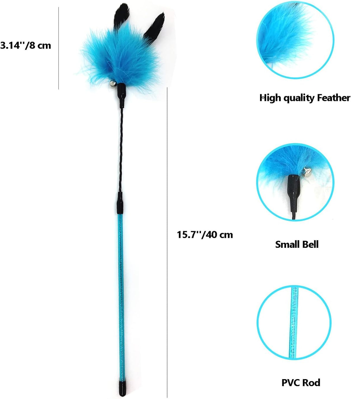 Cat Wand Toys, 3 PCS Interactive Feather Wands Colorful Cat Teaser Wand – Essentials for Cats - B - image 2