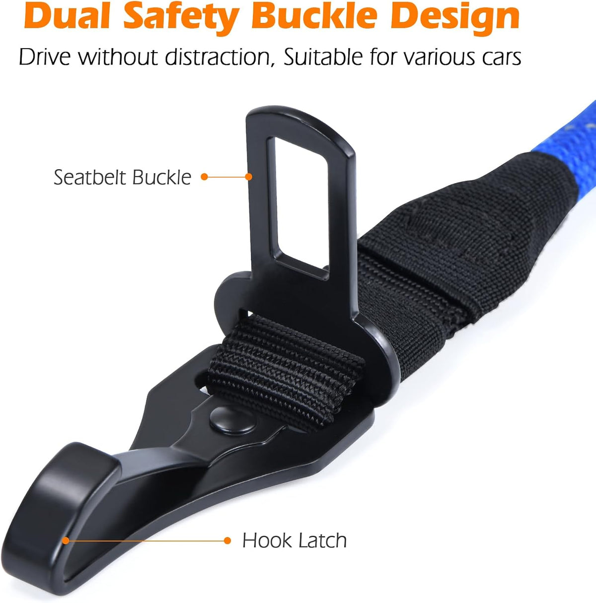 Dog Seat Belt for Car, Durable Rope Dog Car Harness for Vehicle – Essentials for Dogs - Blue / 1 Pack - image 2