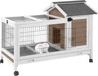 Wooden Rabbit Hutch Indoor and Outdoor - Brown
