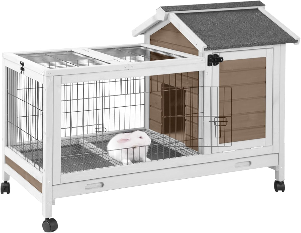 Wooden Rabbit Hutch Indoor and Outdoor - Brown