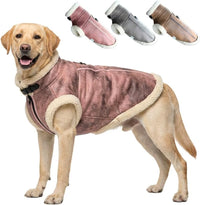 Retro Aviator Dog Jacket – Faux Leather Winter Coat with Plush Sherpa Fleece Lining for Bulldog - Pink / XXX-Large