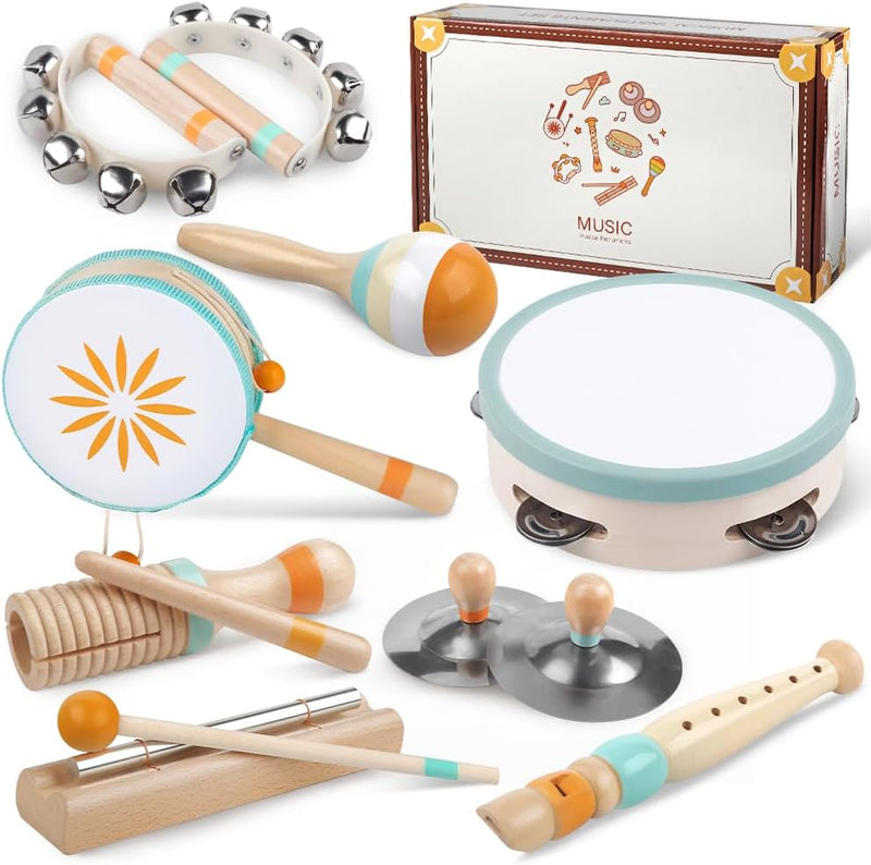 Toddlers Musical Instruments-Baby Montessori Wooden Toys for 18 Month+ – Fun for Kids & Family