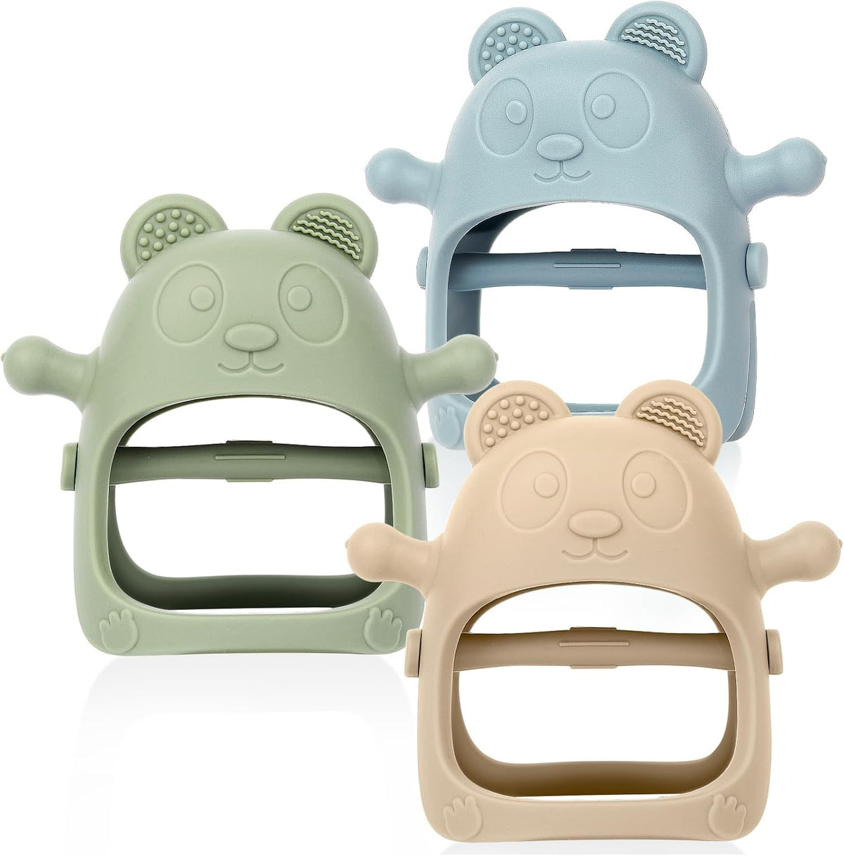 Eascrozn 3 Pack Baby Teething Toys for 3+ Months - Blue