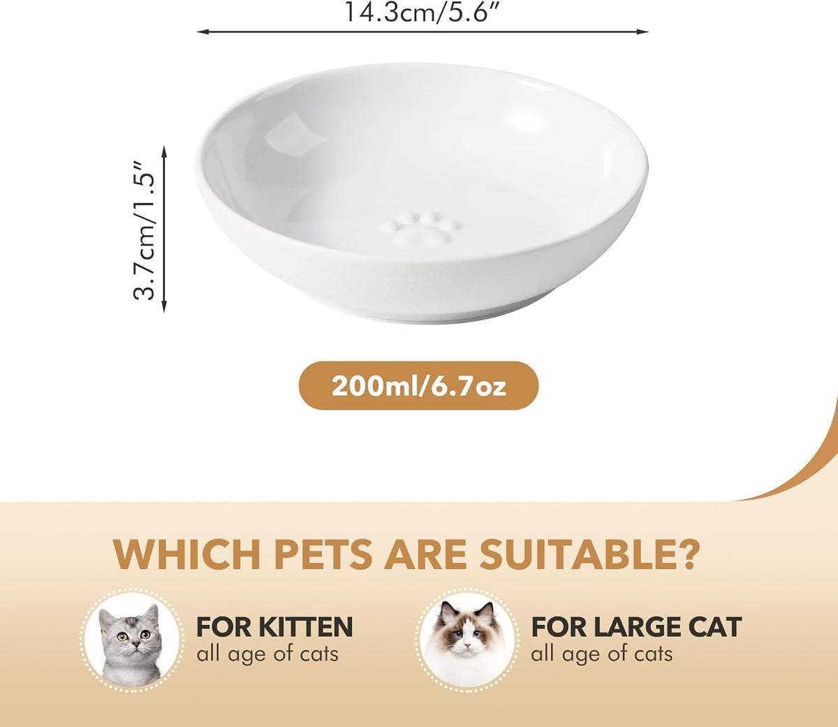 Elevated Cat Bowls, Cat Food and Water Bowl Set - White / 3 Bowls - image 2