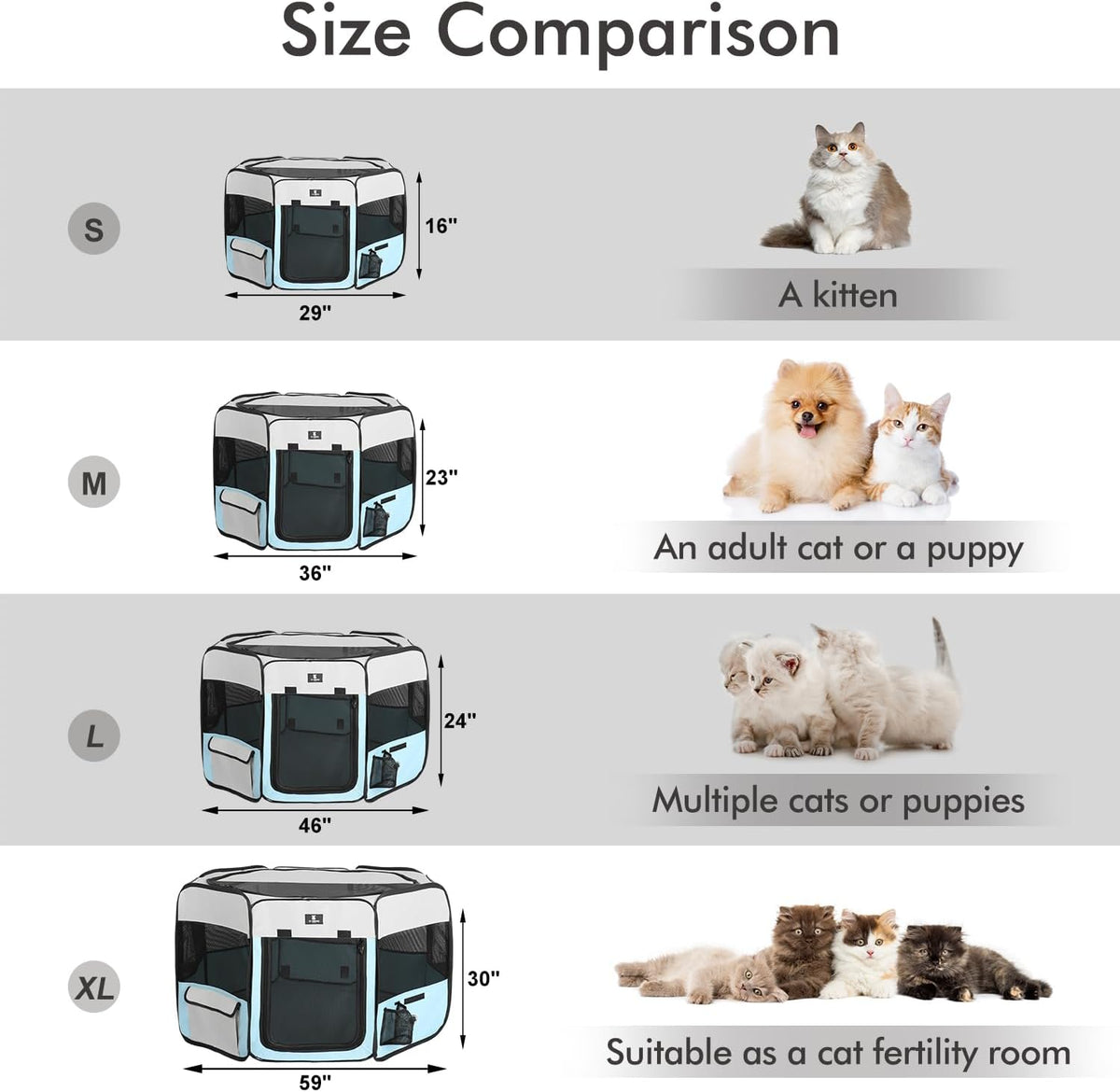 X-ZONE PET Foldable Dog Playpen - Large / Blue - image 4