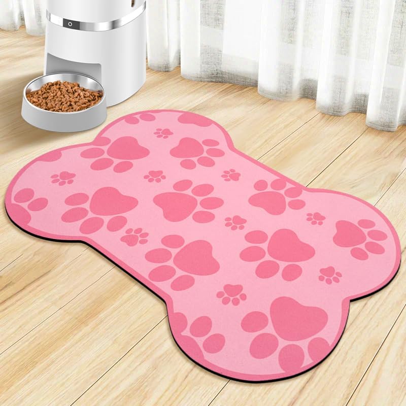 Dog Food Mats for Floors Waterproof - Dark Pink / 23.6"L x 15.7"W