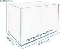 Low Iron Glass Ultra Clear Rimless Aquarium Tank - 10Gal 18.8"L×11"W×12.5"H - image 3