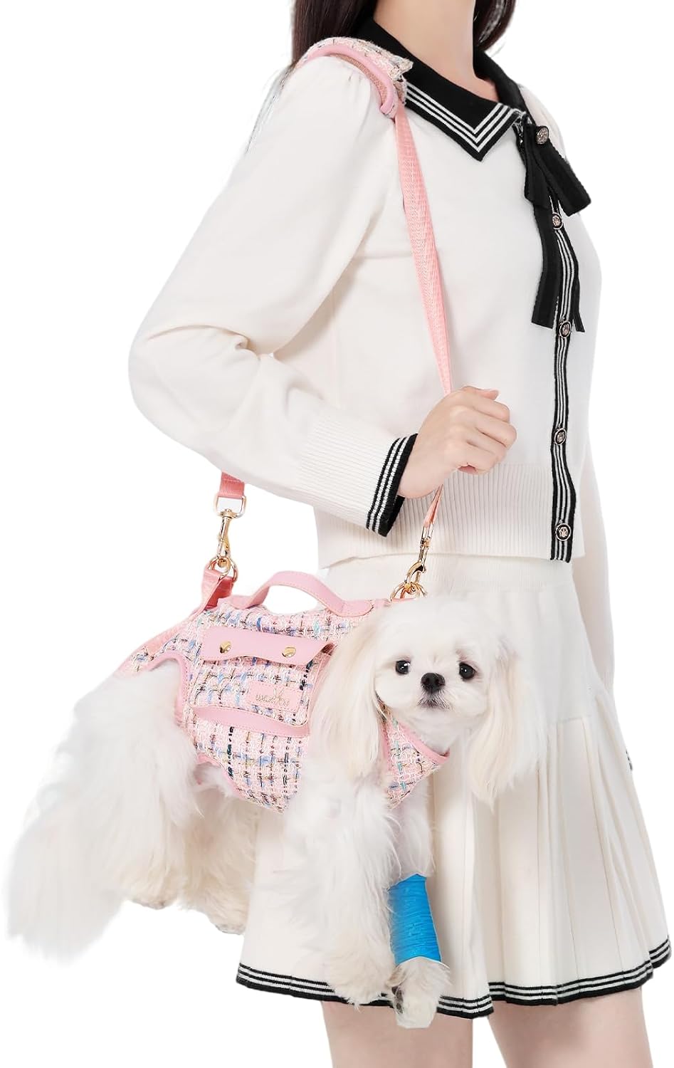 Wakytu Dog Lift Harness Dog Carrier Sling for Small Dogs & Cats - X-Small(2-5 LBS) / 2.0 Pink