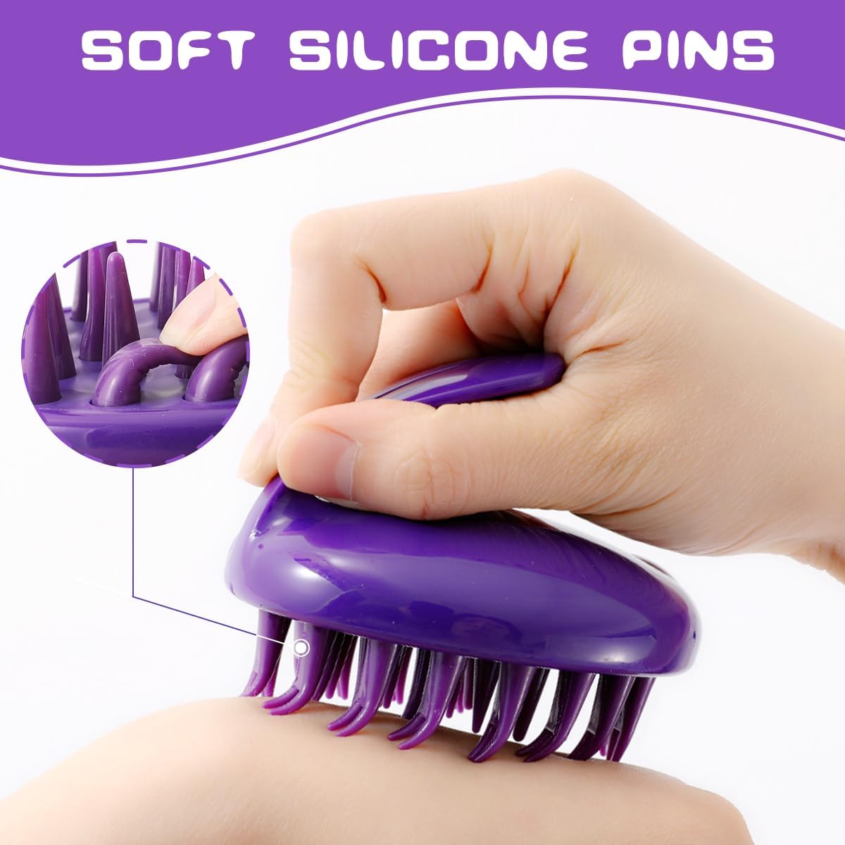 Silicone cat brush with soft rubber pins and ergonomic non-slip handle - view 3