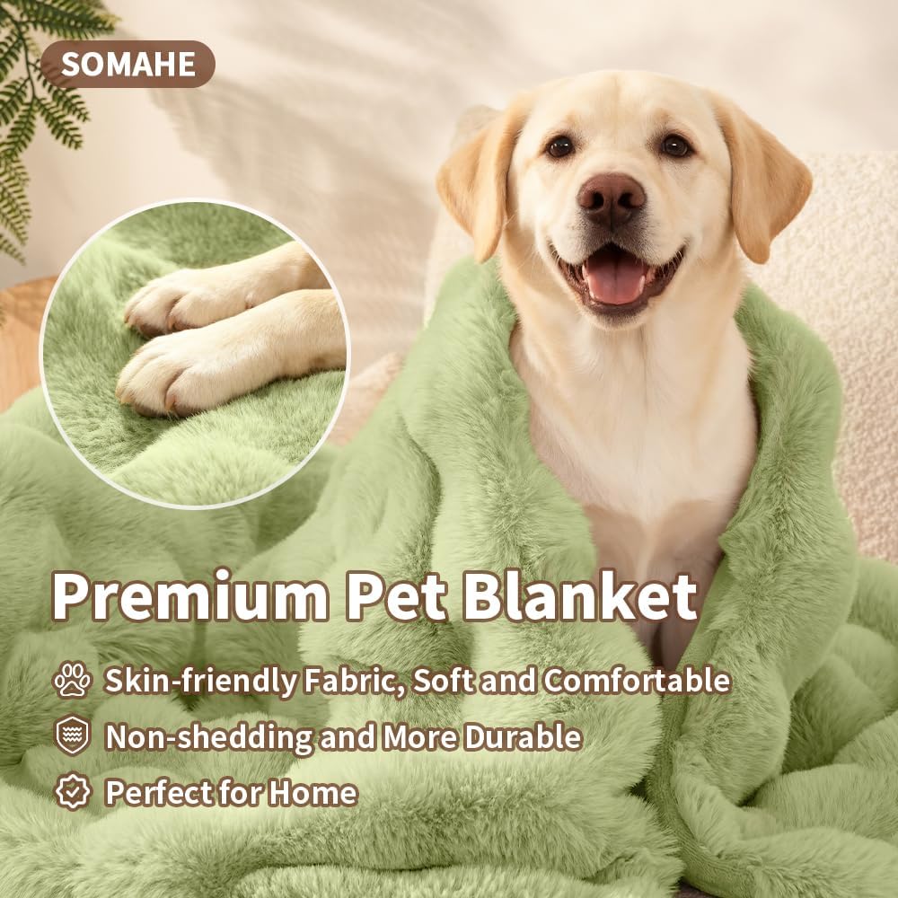 SOMAHE Soft Faux Fur Cat Blanket, Washable - 39"L x 31"W Inches / Fruit Green - image 3