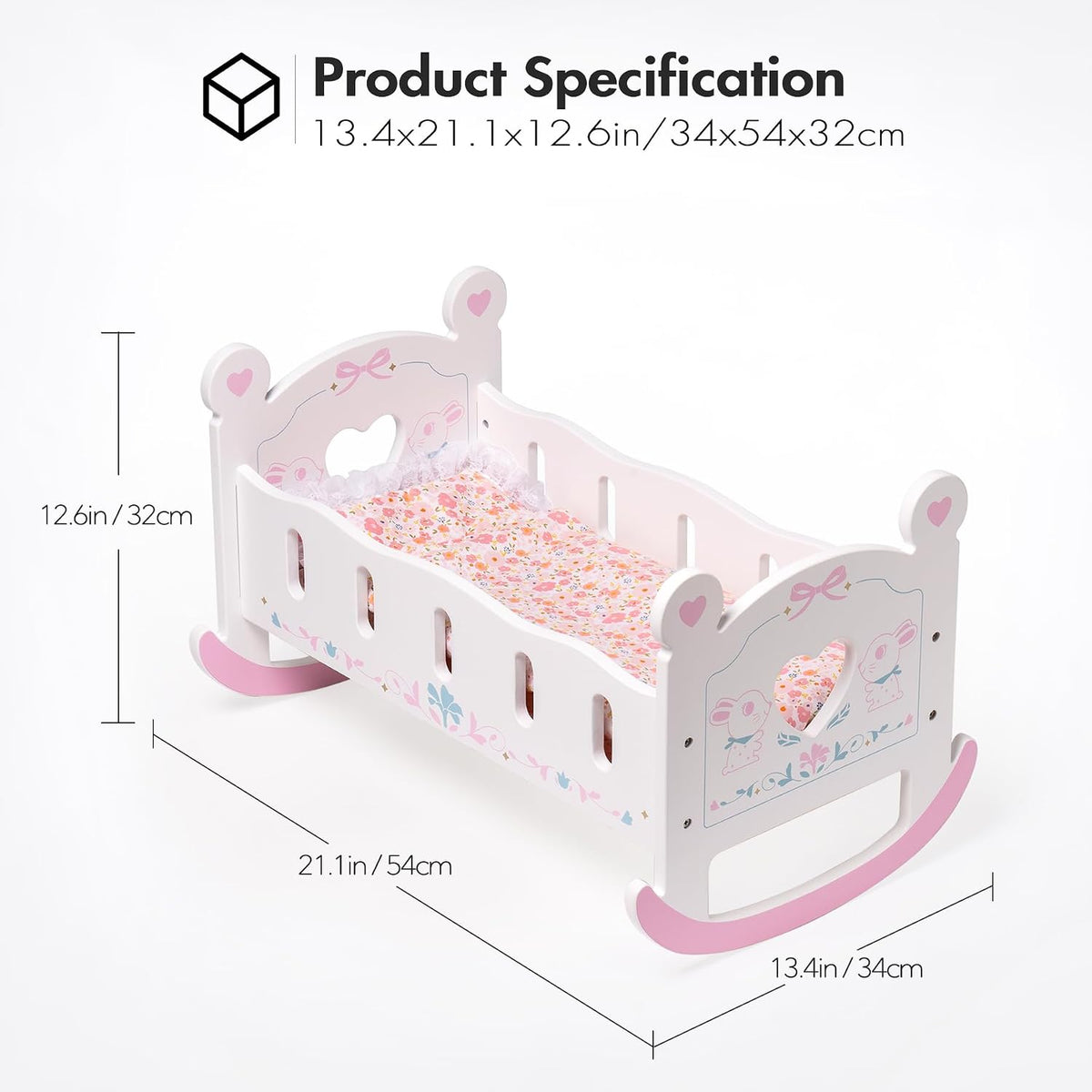 ROBOTIME pink and white wooden baby doll high chair for 18 inch dolls - view 8