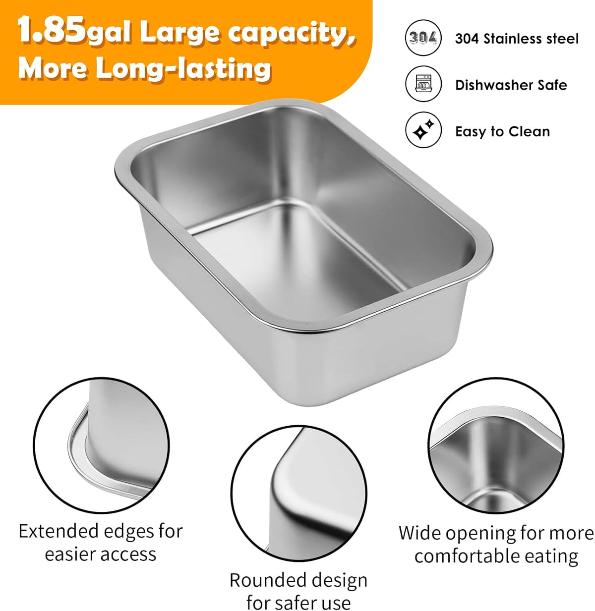 1.2 Gallon Elevated Large Dog Water Bowl with Mat - Grey-1.85 gal & mat / Height: 11.4-16.7" - image 4