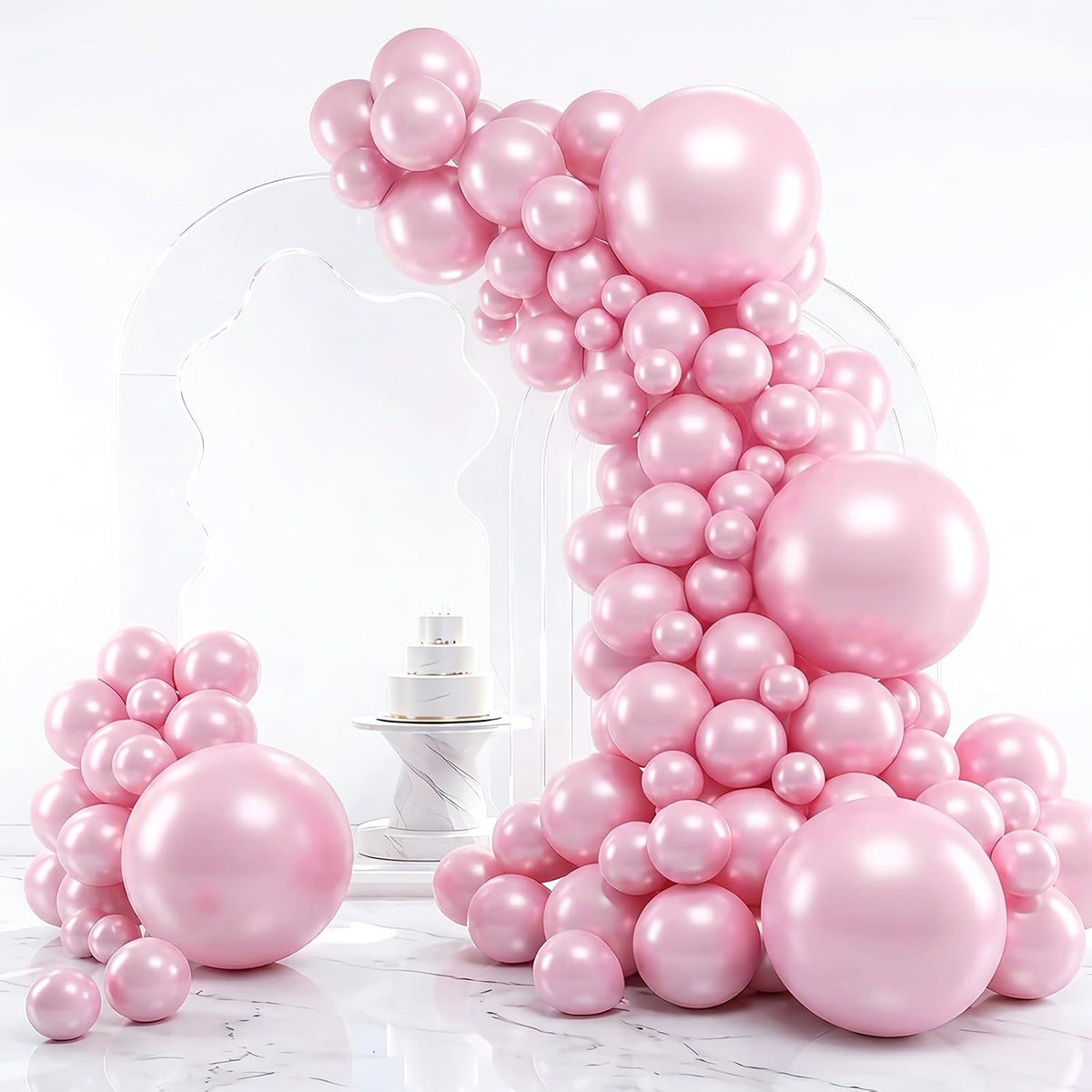 RUBFAC Gold Balloons Different Sizes Chrome Gold Balloon Arch Kit - Pearl Pink