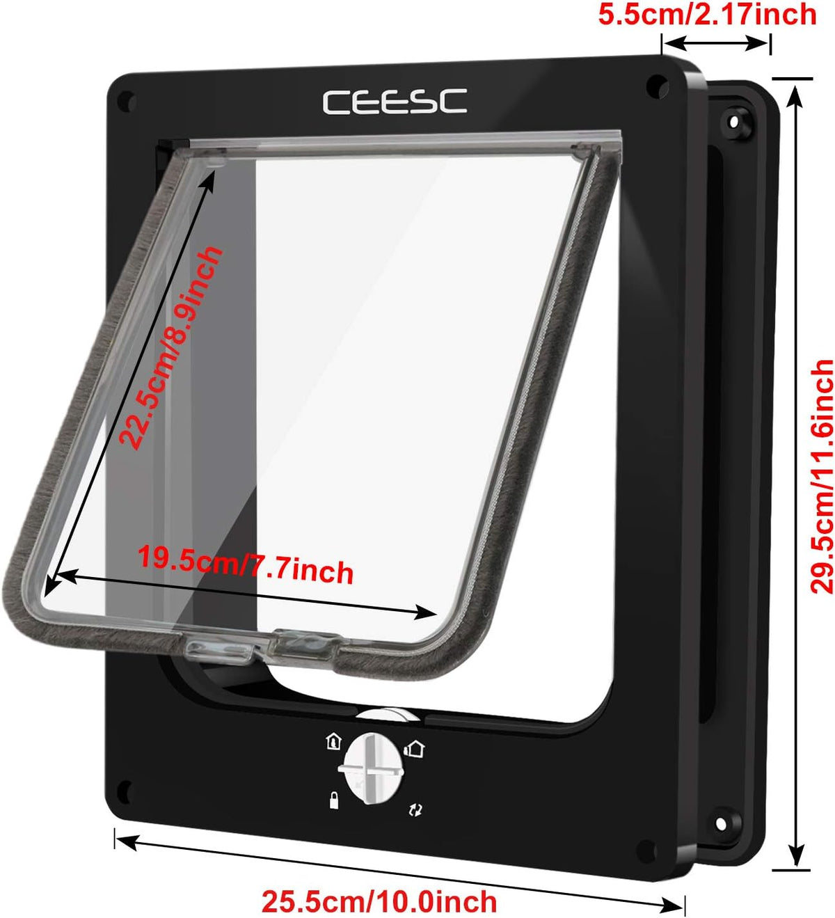 CEESC Medium Cat Door for Interior/Exterior, for Pets <15.75" - XL- Inner size: 7.7"(W) x 8.9"(H) / Black - image 2
