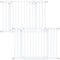 Cumbor 2 Pack 29.7-46" Baby Gate for Stairs, Mom's Choice Awards Winner-Auto Close Dog Gate for doorways, Easy Install Pressure Mounted Pet Gates indoor, Easy Walk Thru Wide Safety Gate for Dog, White