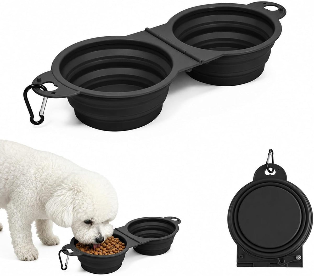 Collapsible Dog Bowls, Small Portable Travel Dog Bowls – Essentials for Dogs - Black