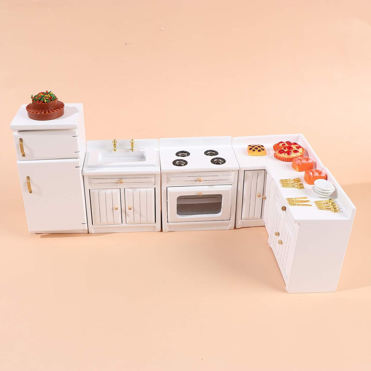 1:12 Scale Dollhouse Kitchen Furniture Set, Fridge, Sink - C - image 4