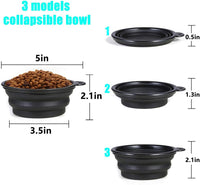 Collapsible Dog Bowl, with Lids - Small / Black+White - image 2