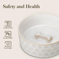 MALACASA Dog Bowl Set, Ceramic Bowls with Walnut Wood Stand - Five-leaf Grass / 4 Cups - image 4