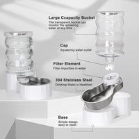 RIZZARI 8L Elevated Dog Water Dispenser: Gravity Waterer for Large - White / 6.5L - image 4