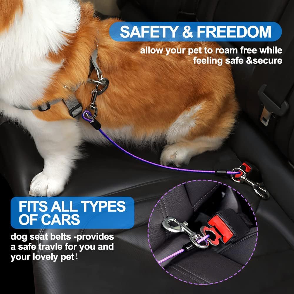 Dog Seat Belt Harness for Car - Purple / 24 inch/60 CM - image 4