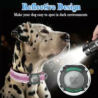 Upgraded AirTag Dog Collar, IP68 Waterproof Dog Collar with Apple Air Tag Holder, Reflective Adjustable Heavy Duty Dog Collars with Soft Padded for Small, Medium and Large Dogs,Pink, XL