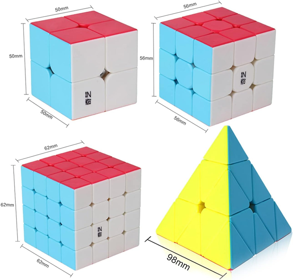 Speed Cube Set, ROXENDA 2x2 3x3 4x4 5x5 Skew Megaminx Pyramid Cube Bundle – Fun for Kids & Family - 4 Pack Stickerless - image 2