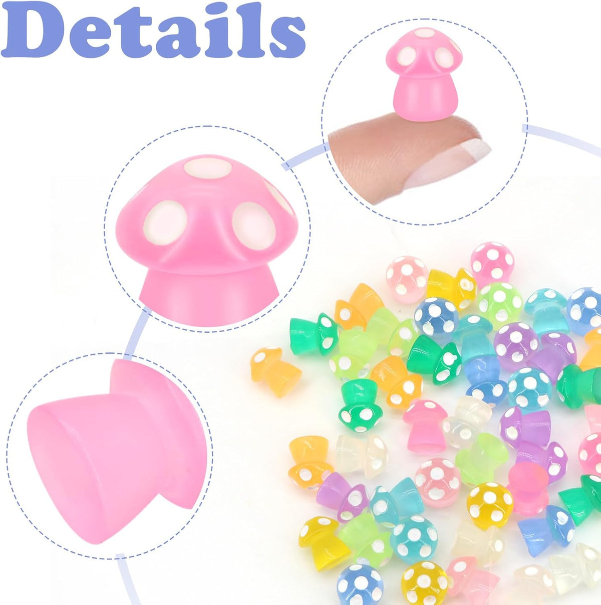 60Pcs Mini Resin Butterflies - 50pcs Mini Mushrooms - image 4