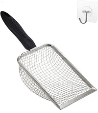 Cat Litter Scoop Stainless Steel Mesh Scooper Long Handle Deep Shovel - Hole:5mm/Regular Cat Litter Scoop