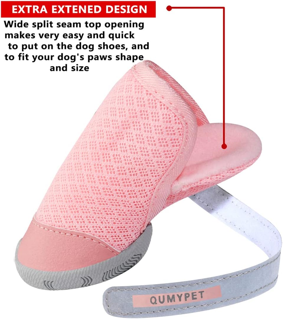 QUMY Dog Shoes for Small Dogs Hot Pavement Puppy Dog Boots & Paw - Pink / size 5: 2.25"x1.78"(L*W) - image 4