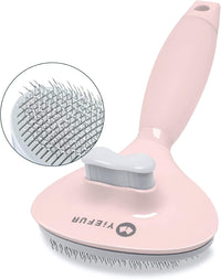 Cat Brush for Shedding, Self Cleaning Brush for Long & Short Hair Cats – Essentials for Cats - Pink