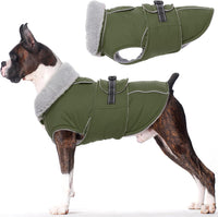 Dog Coats for Large Dogs Waterproof Dog Jacket with Adjustable Fit – Essentials for Dogs - M / Army Green