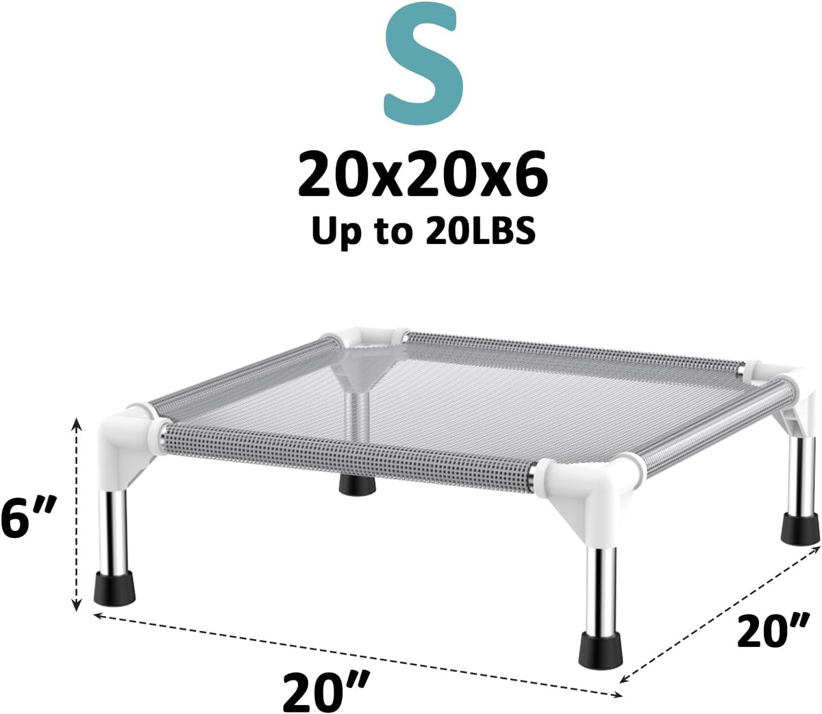 Elevated Dog Bed with Teslin Cooling Fabric, Lightweight Dog Cot - S-Gray - image 3