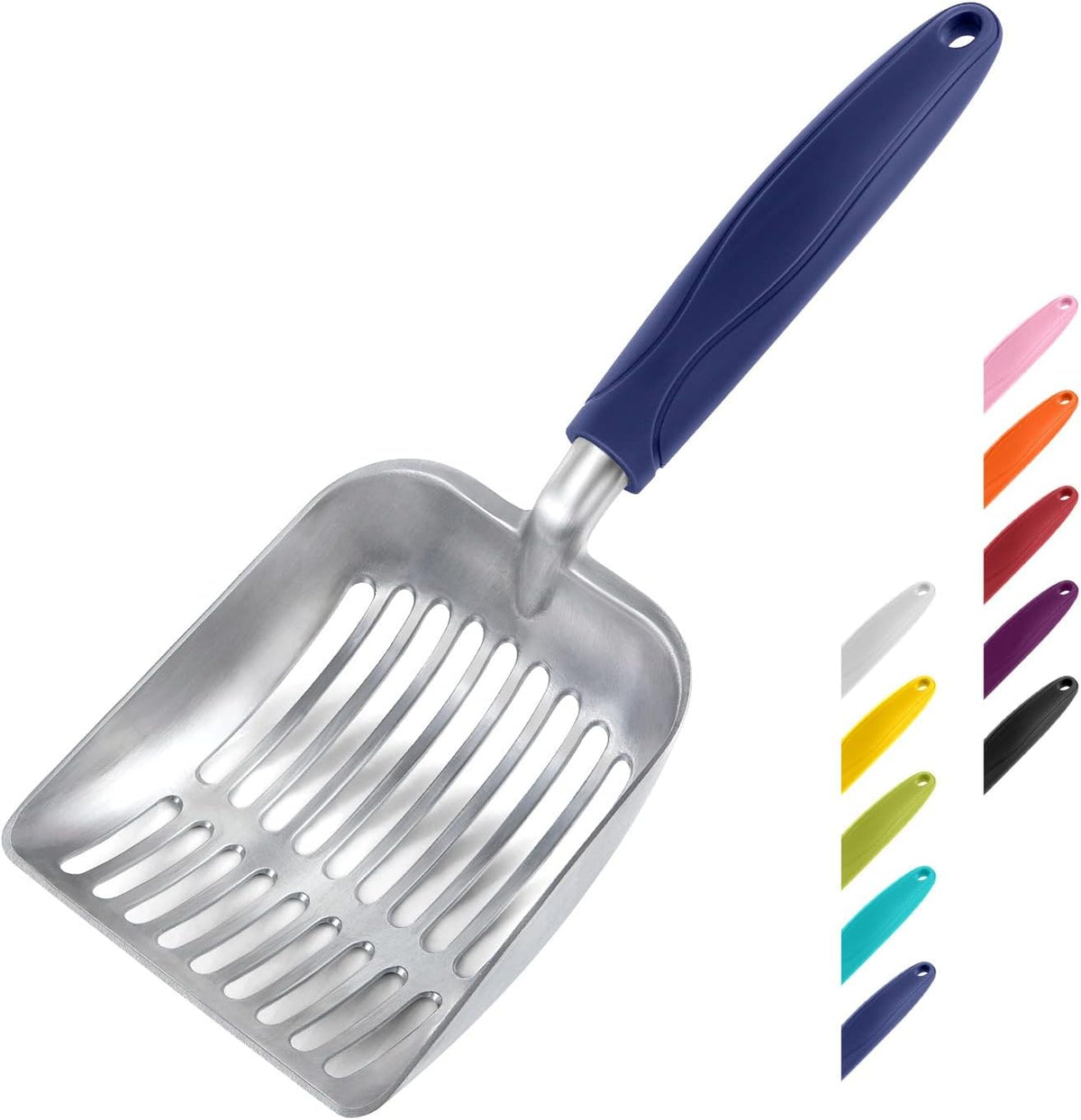 Cat Litter Scoop, Aluminum Alloy Sifter, Kitty Metal Scooper - Small / FLAT Aluminum \ #01 Blue Handle